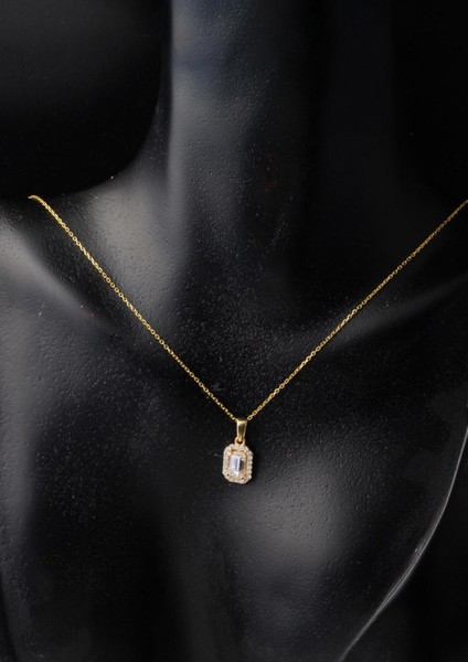 Baget Tek Taşlı Altın Kolye modelleri