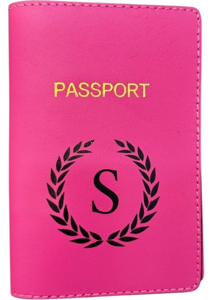 Harf Tasarımlı Deri Pasaport Kılıfı S