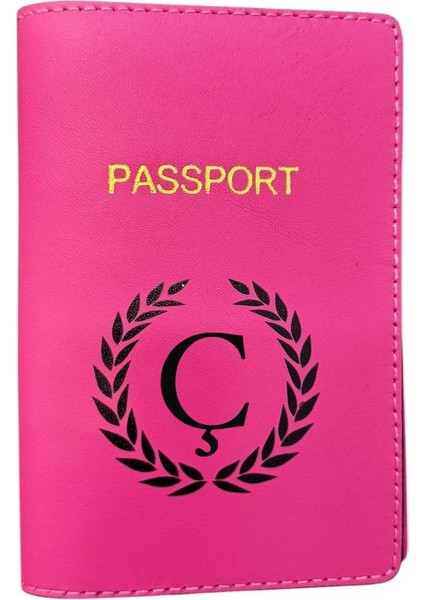 Harf Tasarımlı Deri Pasaport Kılıfı Ç