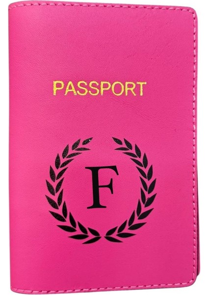 Harf Tasarımlı Deri Pasaport Kılıfı F