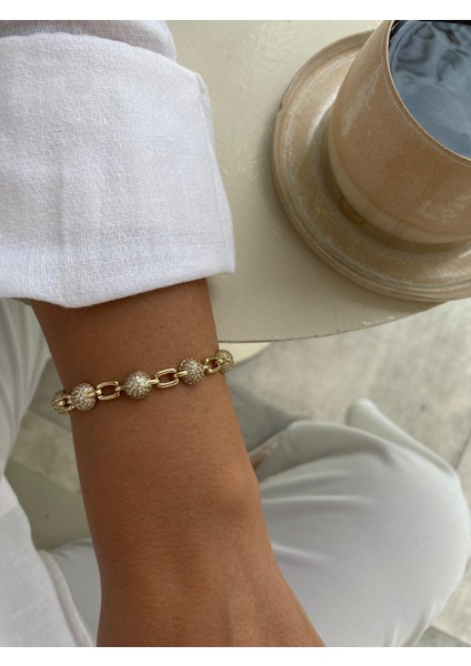 Xuping Özel Seri 14K Zirkon Taşlı Topçuk Model Gold Bileklik fiyatları