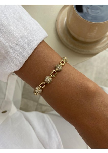 Xuping Özel Seri 14K Zirkon Taşlı Topçuk Model Gold Bileklik fırsatları