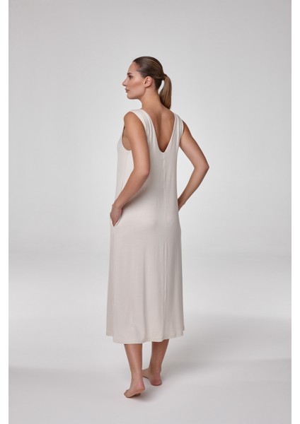 Kadın V Yaka Kolsuz Cepli Elbise fiyatları