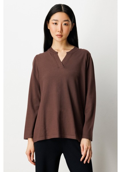 Hakim Yaka Triko Kazak Kahve 65399