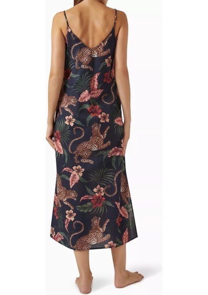 Desmond & Dempsey Soleia Kadın Lüks Pamuklu Leopar Desenli Slip Gecelik Ayarlanabilir Askılı fiyatları