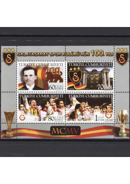 Galatasaray Spor Kulübünün 100.YILI Hatıra Blok Pul - Mnh - 2005