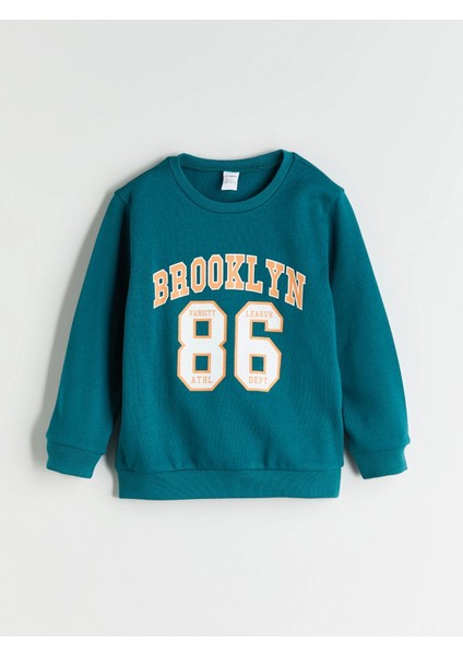 Lcw Kids Yeşil Yazı Baskılı Erkek Çocuk Sweatshirt