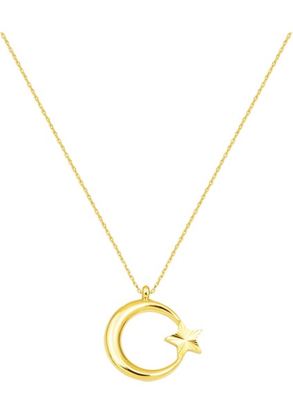 14 Ayar Altın Ayyıldız Kolye