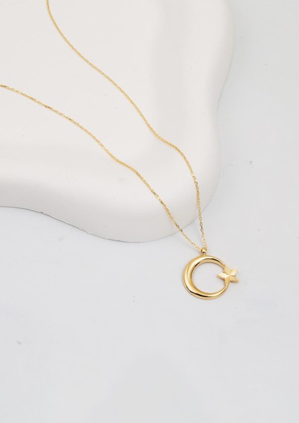 14 Ayar Altın Ayyıldız Kolye modelleri