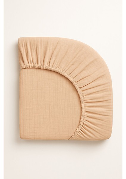 Müslin Lastikli Çarşaf – 70X110 Bebek Yatağı Için | %100 Doğal Pamuk, Bej