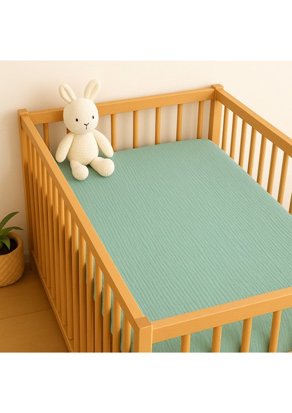 Müslin Lastikli Çarşaf – 70X110 Bebek Yatağı Için | %100 Doğal Pamuk, Yeşil fırsatları