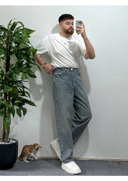 Gracht Erkek Beyaz Oversize Basic Tişört Rahat Kesim Günlük Kombinler Için Uygun Yazlık Tshirt