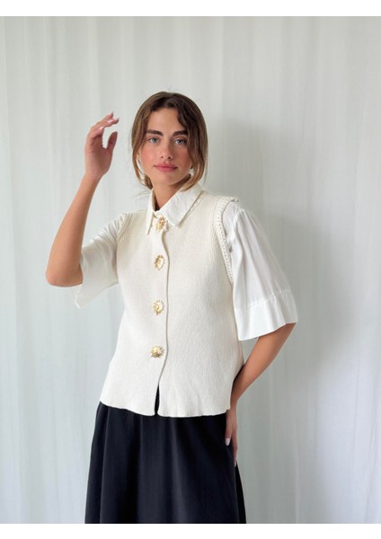 Triko Yelek Kadın Krem fiyatları