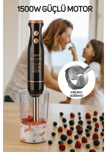 Sarex Blender Set 3in1 1500W Doğrama / Çırpma / Karıştırma indirimleri