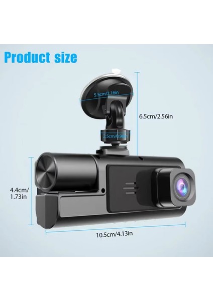 Süper Hd 1296P 3 Kameralı Araç Içi Dash Cam - G-Sensör, Geniş Açı modelleri