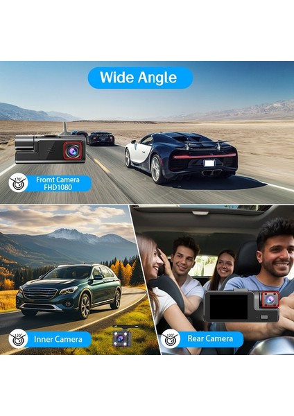 Süper Hd 1296P 3 Kameralı Araç Içi Dash Cam - G-Sensör, Geniş Açı fırsatları
