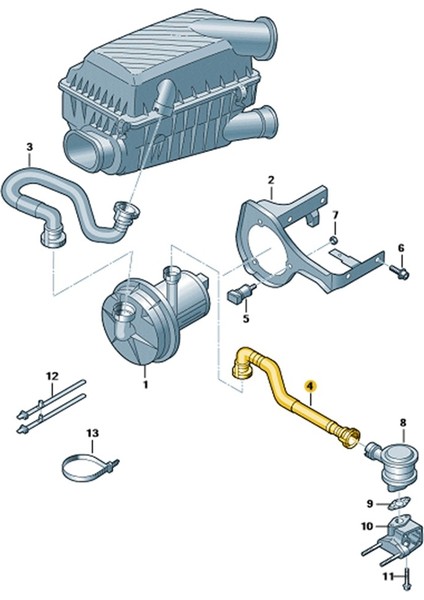 Audi A3 2001-2003 1.6 Avu Bfq Sekonder Pompa Valf Borusu 06A131127L fiyatları