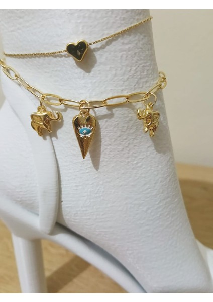 Kadın Çelik Halhal Seti 2’li – Kalp, Göz ve Fil Detaylı fırsatları