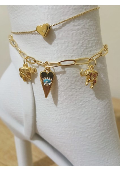 Kadın Çelik Halhal Seti 2’li – Kalp, Göz ve Fil Detaylı indirimleri