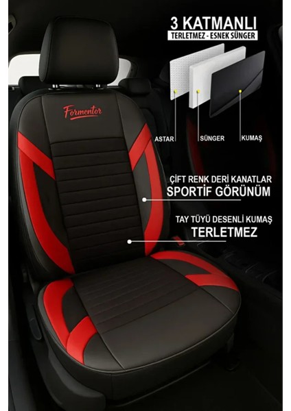 Volkswagen Jetta 1.4 Tsi Bmt 150 Comfortline Dsg 2017 Uyumlu Formi Serisi Kırmızı Oto Kılıfı Tam Set fiyatları