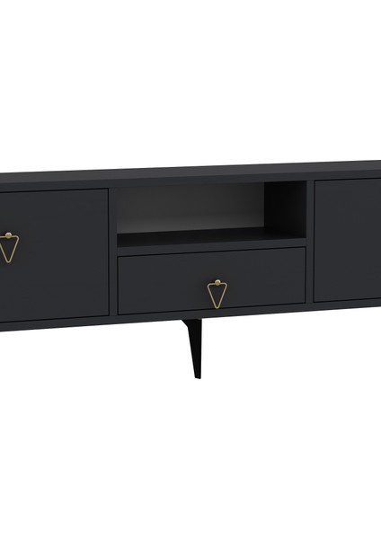 1302DROPDH-1 Tv Sehpası Antrasit-Altın Kulp
