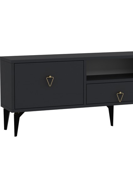 1302DROPDH-1 Tv Sehpası Antrasit-Altın Kulp