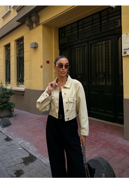 Çift Cep Denim Crop Ceket fiyatları