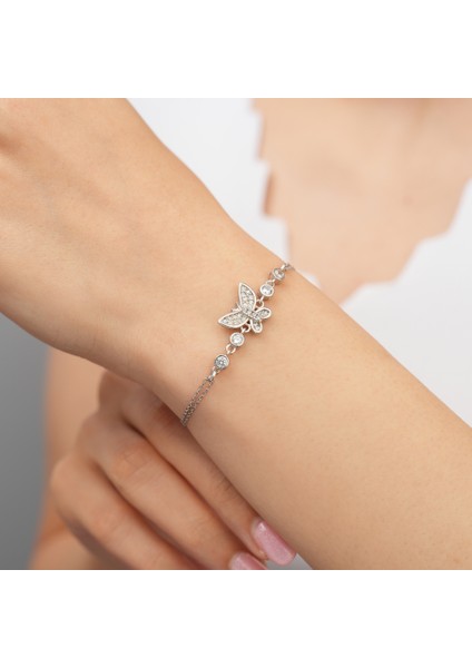 925 Ayar Rodyum Kaplama Zirkon Taşlı Gümüş Bileklik fiyatları