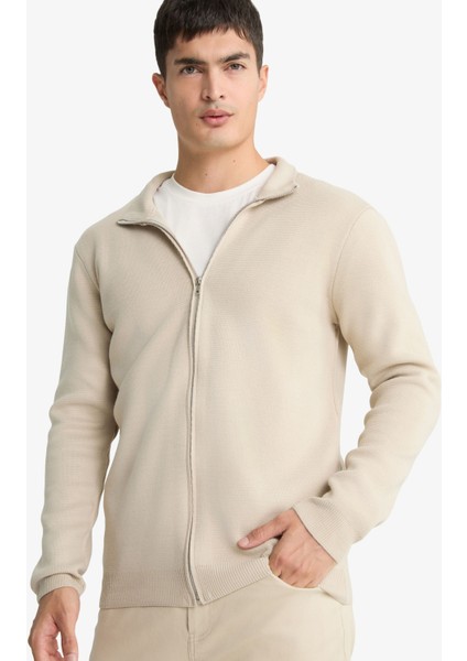 Standart Fit Dik Yaka Fermuarlı Triko Hırka C8158AX25AU fiyatları