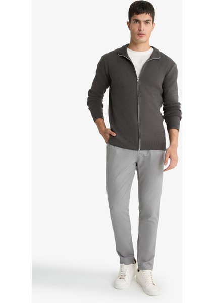 Standart Fit Dik Yaka Fermuarlı Triko Hırka C8158AX25AU fiyatları