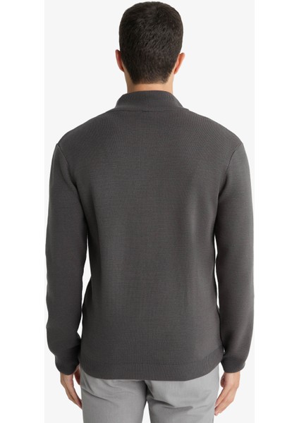 Standart Fit Dik Yaka Fermuarlı Triko Hırka C8158AX25AU fırsatları