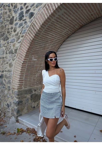 Tek Omuz Prenses Kol Crep Bluz modelleri