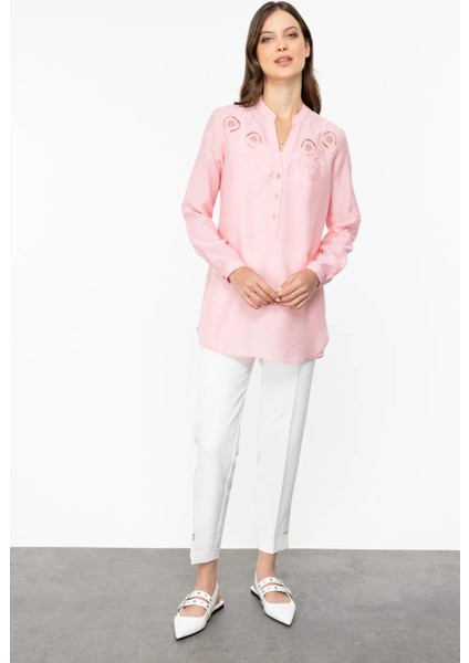 Kadın Nakışlı Uzun Kol Bluz 1232 Pink modelleri