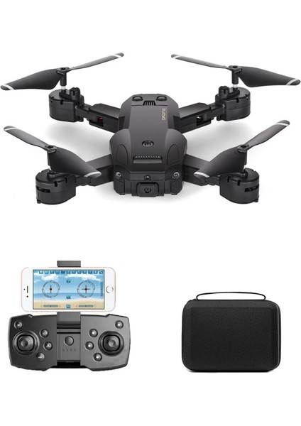 Başlangıç Drone 720P Hd Kameralı Drone Katlanabilir Taşıma Çantalı 4 Pervaneli Havada Sabit Kalır Kırmızı ve Siyah