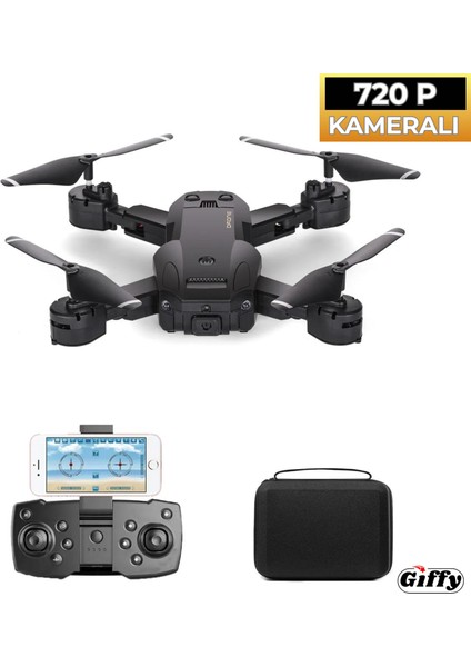 Başlangıç Drone 720P Hd Kameralı Drone Katlanabilir Taşıma Çantalı 4 Pervaneli Havada Sabit Kalır Kırmızı ve Siyah fiyatları