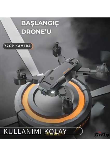 Başlangıç Drone 720P Hd Kameralı Drone Katlanabilir Taşıma Çantalı 4 Pervaneli Havada Sabit Kalır Kırmızı ve Siyah indirimleri
