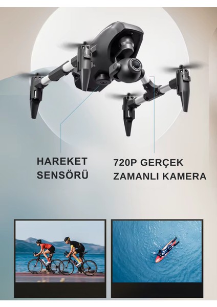 Oyuncak Mini Kameralı Başlangıç Drone Uzaktan Kumandalı Uygulama Kontrollü 720P Takla Atan Drone Tek Batarya Ile 10 Dk Uçuş