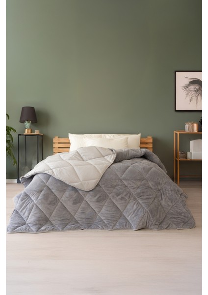 Tek Kişilik Wellsoft Lüx Gri Yorgan Çift Taraflı (155X215)