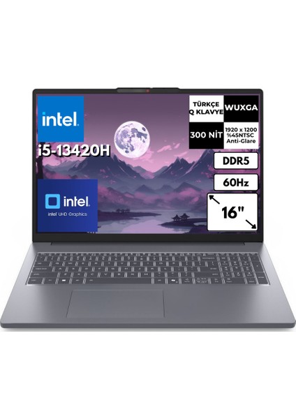Ideapad Slim 3 16IRH10 I5-13420H 16-Gbddr5 256 GB SSD UHD Graphics 16'' Wuxga Windows 11 Pro Notebook 83K2001UTRAT46