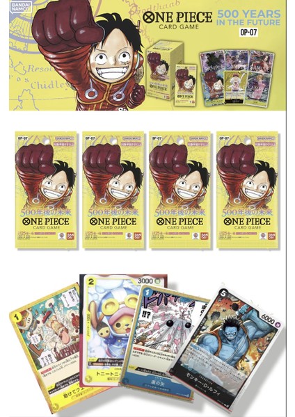 4 Paket One Piece Card Game OP07 500 Years Future Bandai Booster Japonca 24 Kart