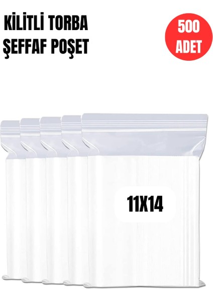 Kilitli Poşet 11X14 500 Adet Şeffaf Naylon Torba Ambalaj Kına ve Çerez Poşet
