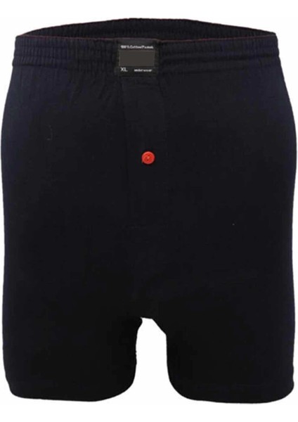 Düğmeli Pamuklu Erkek Penye Boxer Lacivert - 1146A