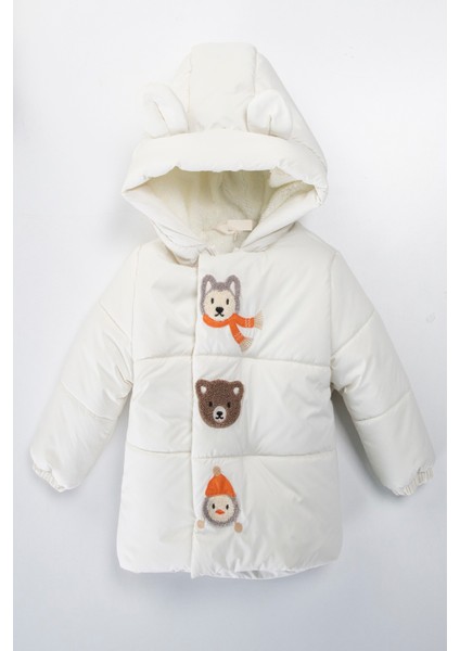 Yeni Trend Sevimli Peluş Hayvan Figürlü Içi Kürklü Kapüşonlu Su Geçirmez Bebek/çocuk Mont-Kaban
