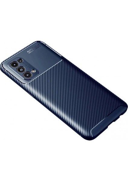 Oppo Reno 5 Kılıf Auto Focus Karbon Kapak - Lacivert fiyatları