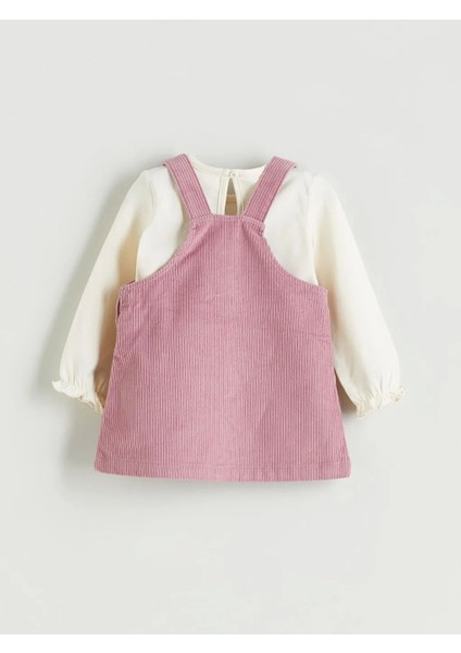 Baby Pembe Bisiklet Yaka Pamuklu Kadife Kız Bebek Bluz ve Salopet 2'li Takım fiyatları