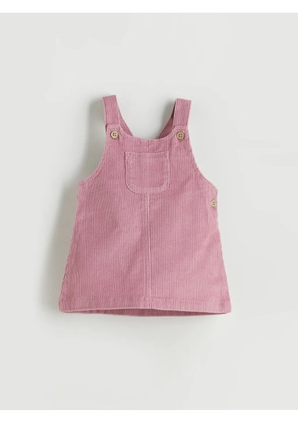 Baby Pembe Bisiklet Yaka Pamuklu Kadife Kız Bebek Bluz ve Salopet 2'li Takım fırsatları