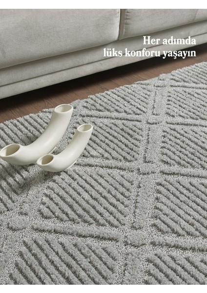 Yumuşak Peluş Tüylü Iskandinav Desenli Kabarık Bukleli Gri Renkli Halı fiyatları