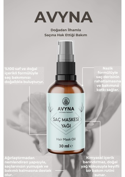 Saç Maskesi Yağı 30 ml – %100 Saf ve Doğal Besleyici Hair Mask Oil (Cam Şişe) fırsatları