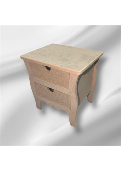 Ahşap Boyanabilir Ayaklı 2 Çekmeceli Takı-Aksesuar Dekoratif Organizer Kutu