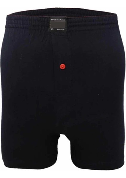 Düğmeli Pamuklu Erkek Penye Boxer Büyük Beden Lacivert - 1278A